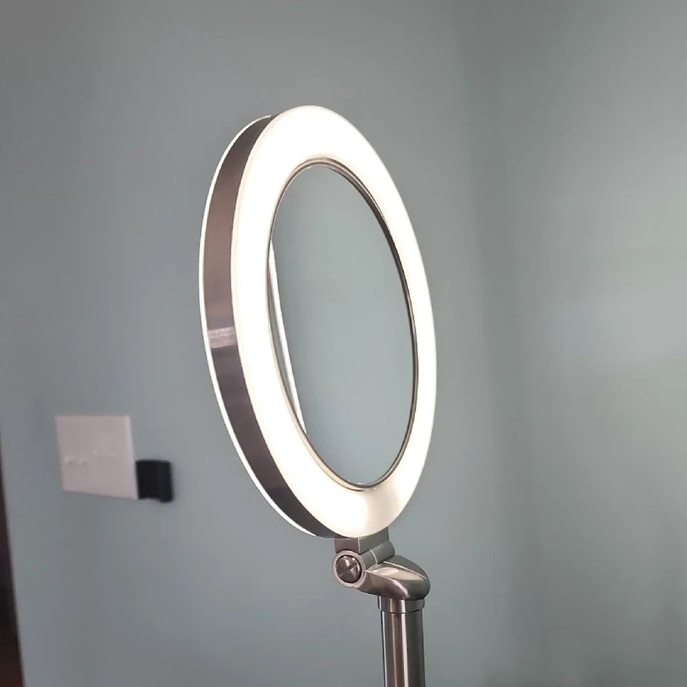 Brushed Nickel LED Vanity Mirror with White Light Ring